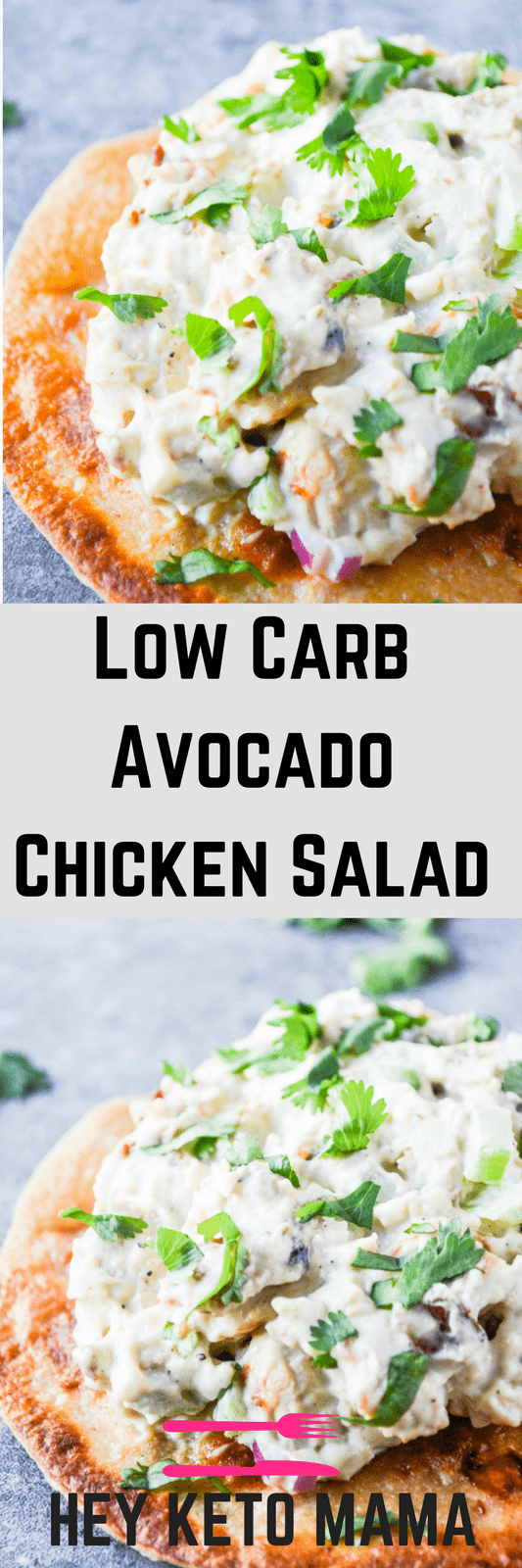 This Low Carb Avocado Chicken Salad is deliciously creamy with a bit of crunch and is the perfect low carb meal on the go! | heyketomama.com