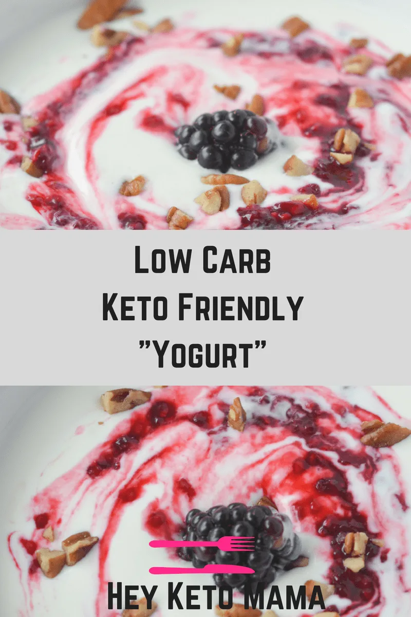This low carb yogurt is super easy to make and actually good for you! With just 2 net carbs (for the base), it's the perfect way to brighten up your morning! | heyketomama.com