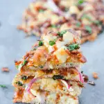 The Best Low Carb Chicken Pizza Crust is also the easiest to make, store and reheat! | heyketomama.com