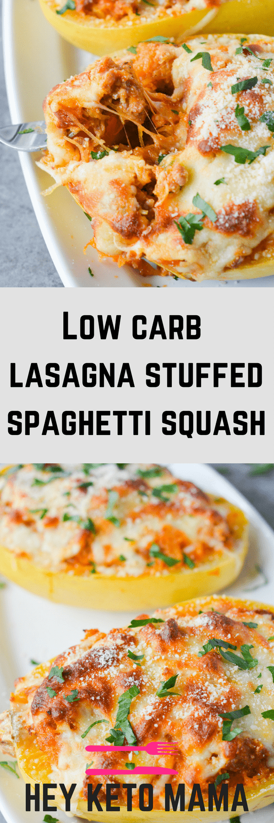 This Low Carb Lasagna Stuffed Spaghetti Squash brings one of my family's Italian favorites into the low carb world! | heyketomama.com