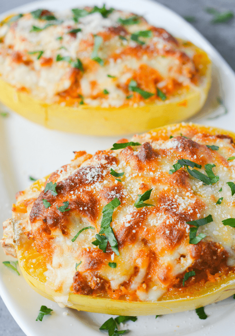 This Low Carb Lasagna Stuffed Spaghetti Squash brings one of my family's Italian favorites into the low carb world! | heyketomama.com