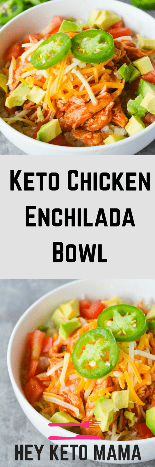 This Keto Chicken Enchilada Bowl is a low carb twist on a Mexican favorite! It's SO easy to make, totally filling and ridiculously yummy! | heyketomama.com