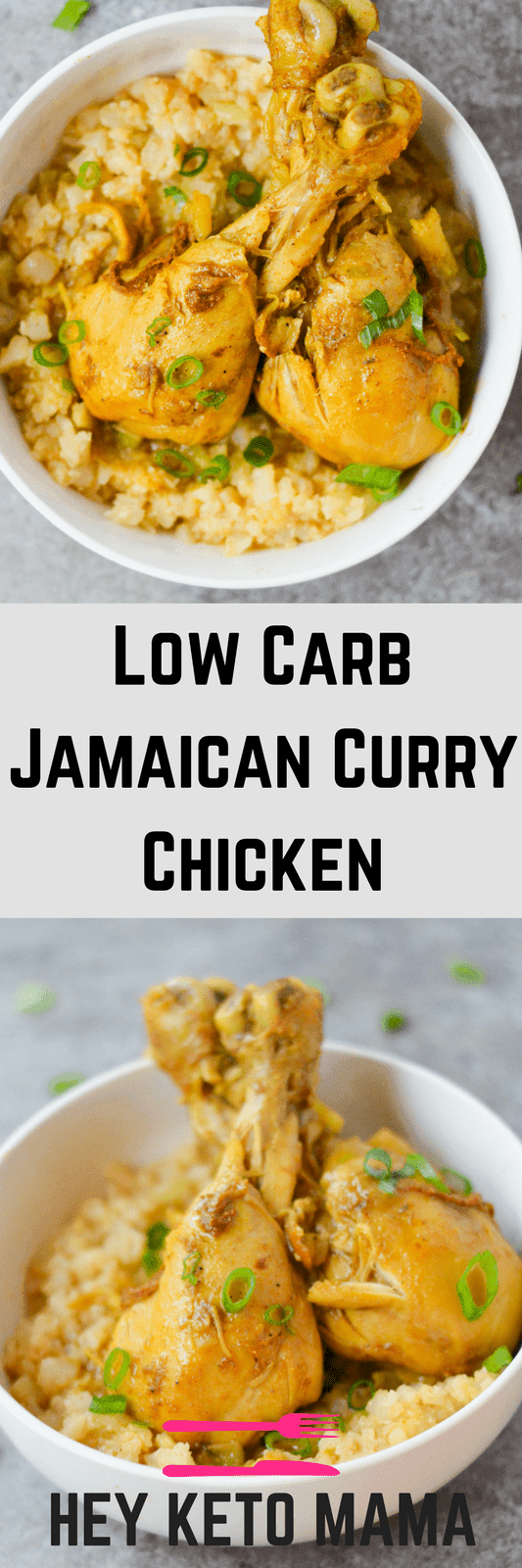 This Low Carb Jamaican Curry Chicken is a healthy meal full of Caribbean flavor! Don't forget to serve it up with some cauliflower rice! | heyketomama.com