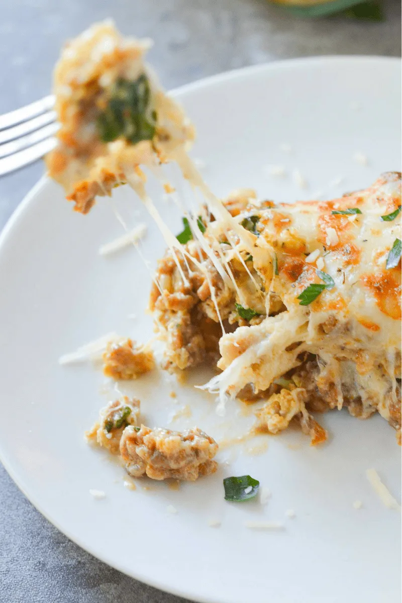 This easy keto lasagna will quickly become one of your new favorite meals! It's delicious, nutrient rich, and layers easily! | heyketomama.com