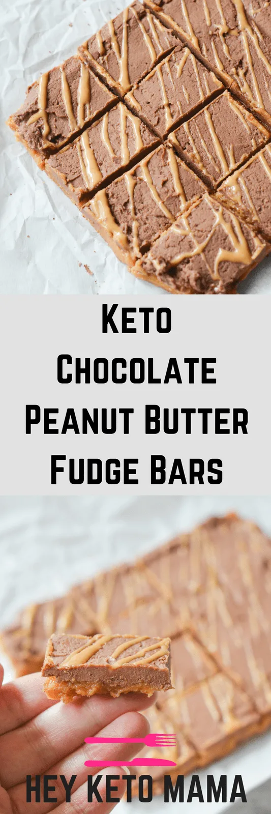 These Keto Chocolate Peanut Butter Fudge Bars are an easy to make indulgence that will satisfy your sweet tooth in a guilt free way.  | heyketomama.com