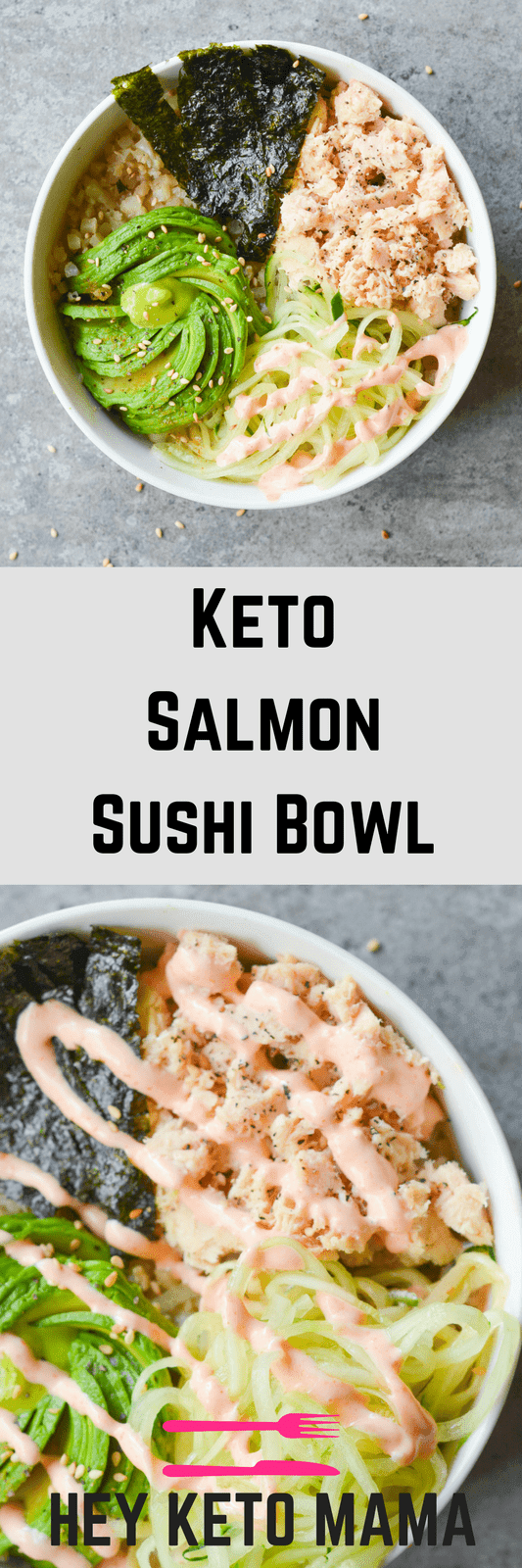 This Keto Salmon Sushi Bowl is a spicy low carb dish created to restore hope to all of the sushi lovers who have gone Keto. | heyketomama.com