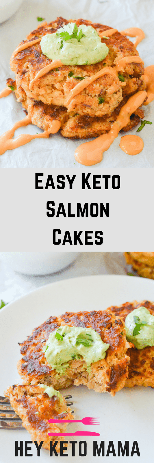 These easy keto salmon cakes are a fun and flavorful low carb meal without any hassle. Great for quick lunches and easy meal prep! | heyketomama.com