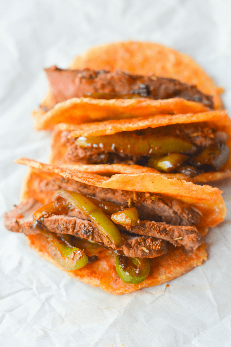 The best part about these Keto Steak Tacos on Pork Rind Tortillas is they are extremely low carb. With so few ingredients, they are sure to become a fast favorite! | heyketomama.com