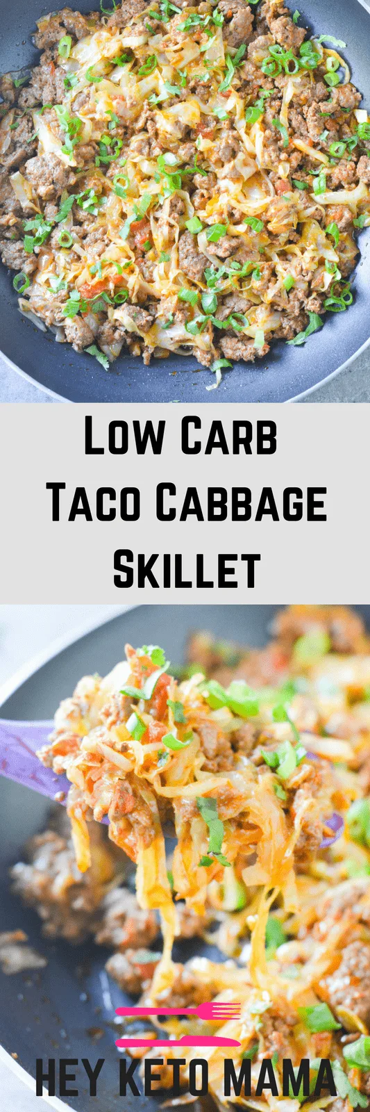 This Low Carb Taco Cabbage Skillet is an easy keto dinner with amazing taco flavor. The perfect one-pan meal for when you're low on time! | heyketomama.com