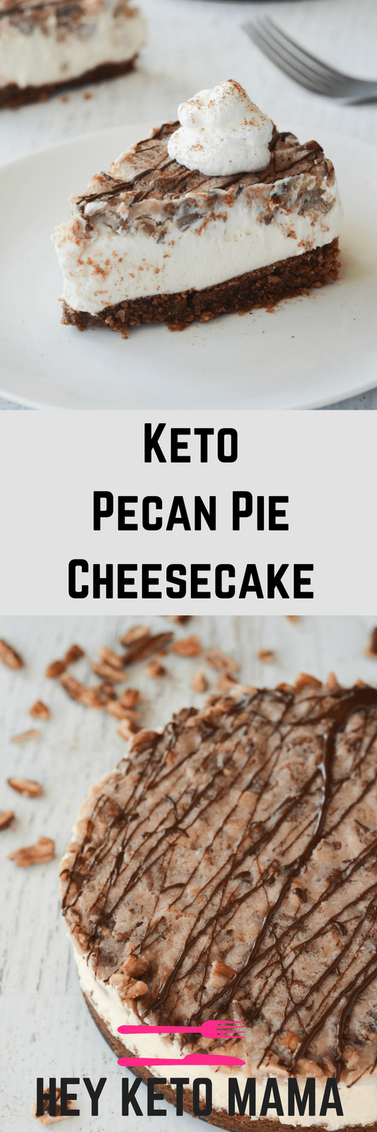 This Keto Pecan Pie Cheesecake is PERFECT for the Holiday Season. It's so delectable your non-low carb loved ones will never know the keto difference! | heyketomama.com