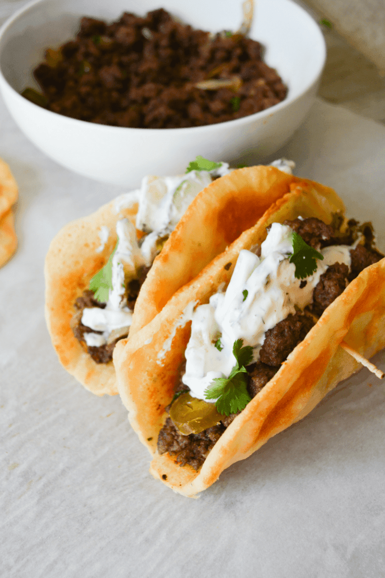 Low Carb Flatbread Spiced Beef with Tzatziki Sauce Hey Keto Mama