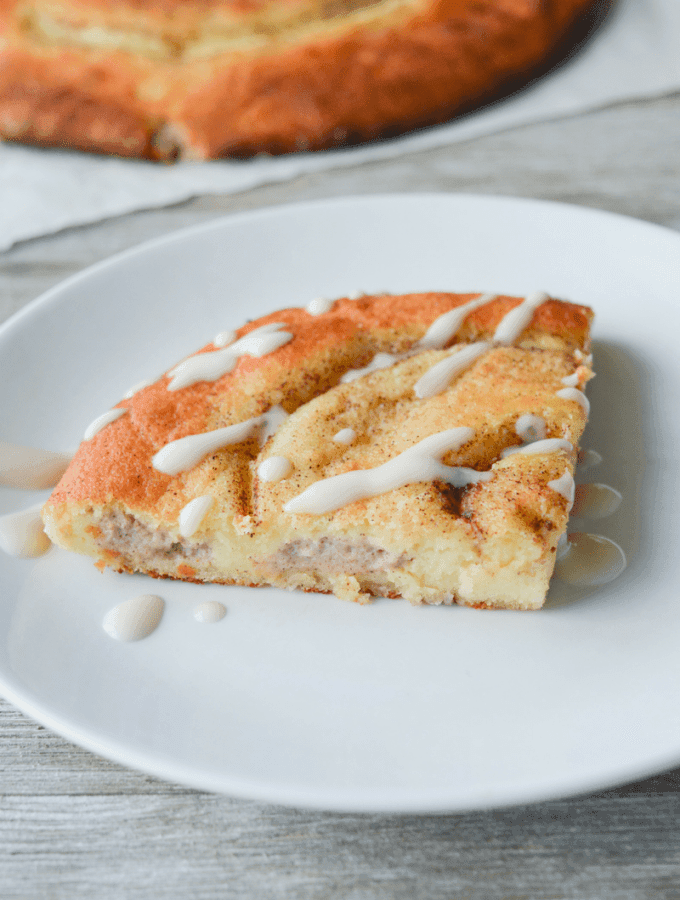 This Low Carb Stuffed Cinnamon Roll is an amazing treat that's very easy to make. It starts with the magical fathead dough base, and adds lots of yummy goodness! | heyketomama.com