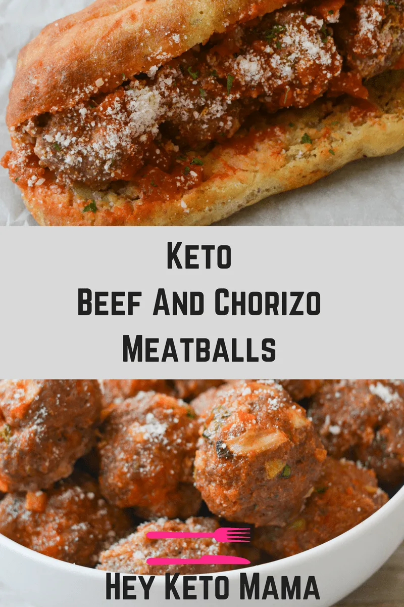 These Keto Beef and Chorizo Meatballs are a very easy, very low carb dish that can be used in a wide variety of ways. Bake them up for your next event, or throw them on a low carb bun for a very filling meal. Total Game Changer! | heyketomama.com