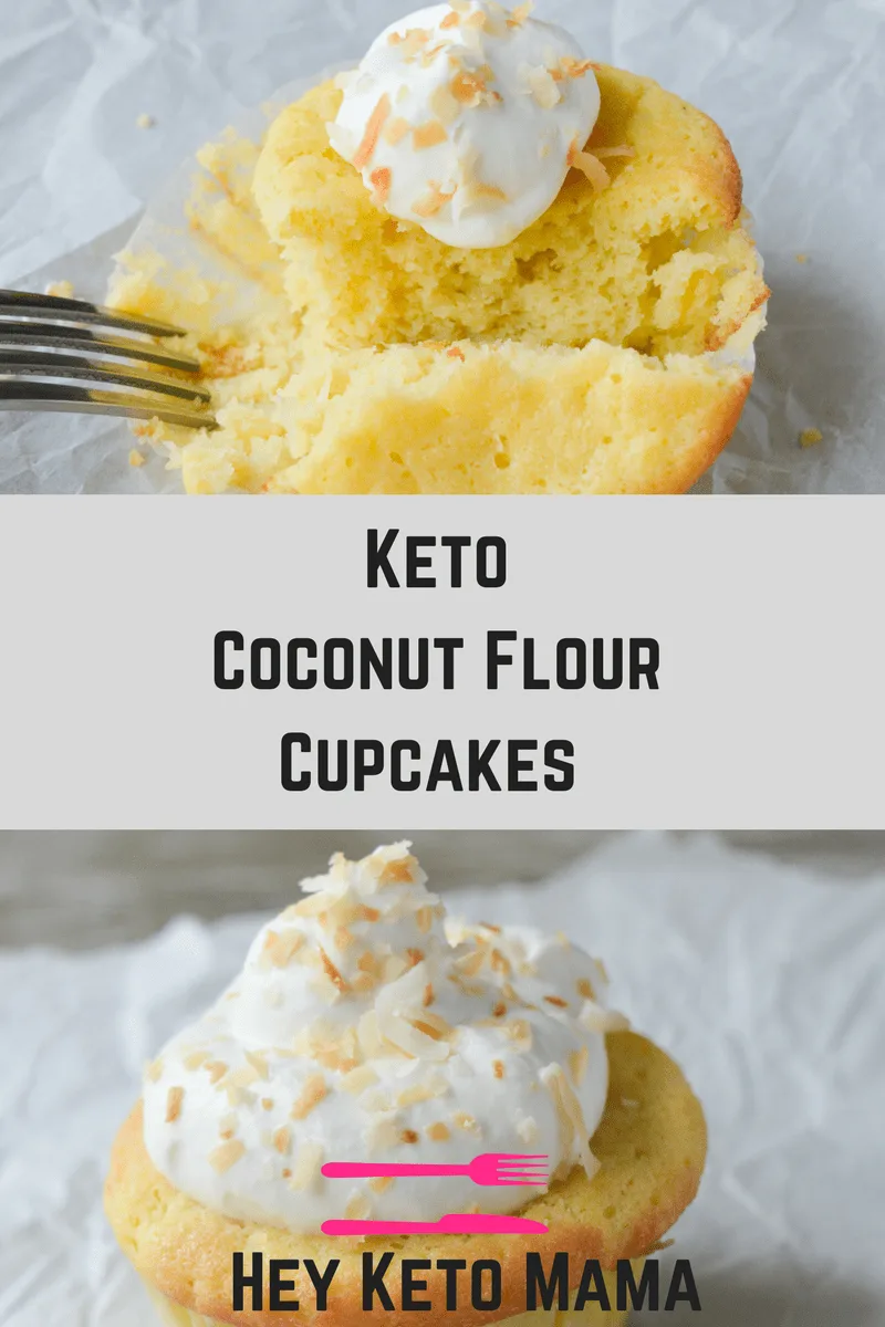 These keto coconut flour cupcakes are a moist and delicious low carb version of a childhood favorite. If you love coconut, you'll go crazy for these cupcakes! Perfect for your next grain-free, nut-free celebration! | heyketomama.com