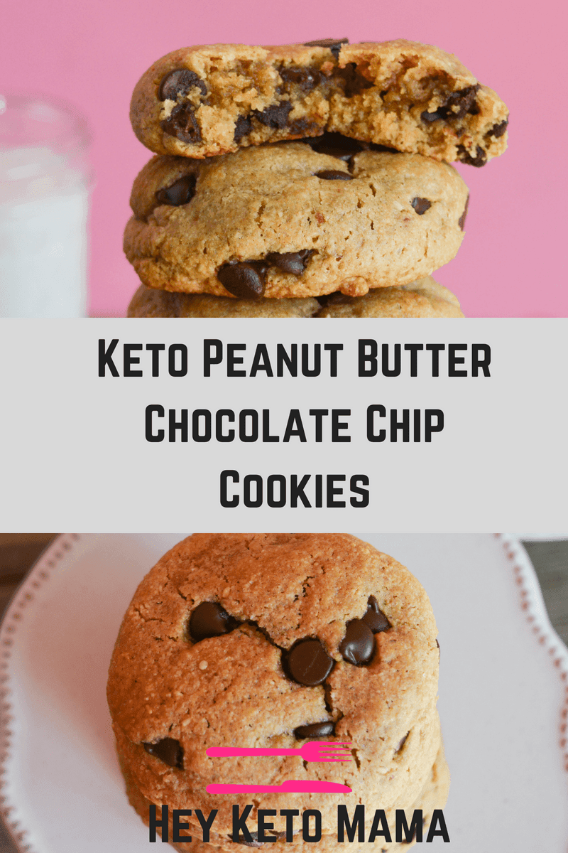 These Keto Peanut Butter Chocolate Chip Cookies are the ultimate gooey, chewy and deliciously rich low carb dessert! | heyketomama.com