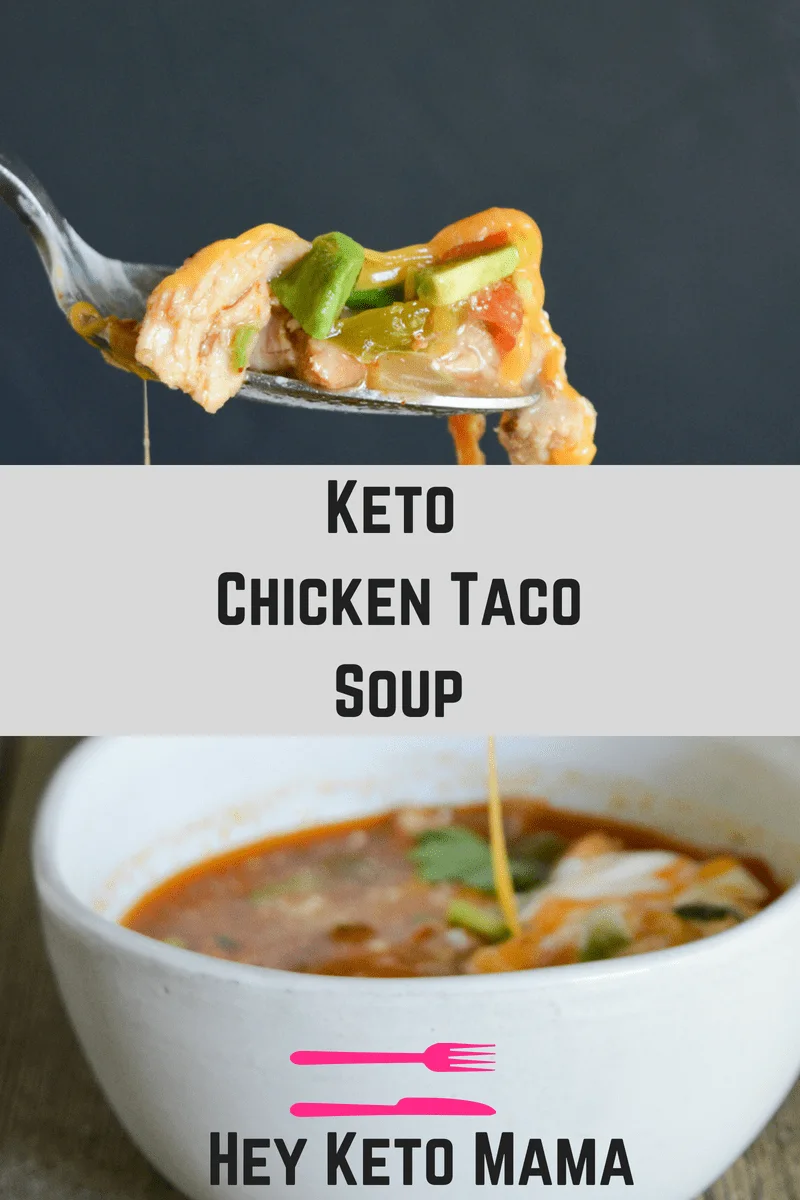This Keto Chicken Taco Soup is your answer when the colder months ask what delicious dish you'll be warming yourself up with! It's easy, delicious, and full of low carb goodness! | heyketomama.com