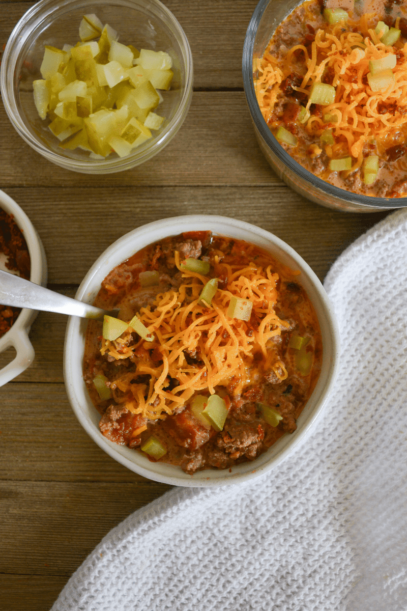 This Keto Bacon Cheeseburger Soup will be a weekly staple in your house, especially in the colder months! This burger that you slurp from a spoon is comforting, cheesy, and doesn't miss a single flavor from the classic handheld version. | heyketomama.com