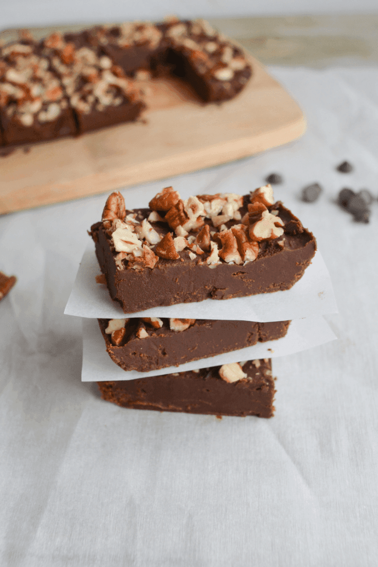 This is the BEST keto chocolate fudge. I say that because not only is it delicious and made of simple ingredients, it also doesn't melt in your hands! It's perfect for bringing to any Holiday Party. | heyketomama.com