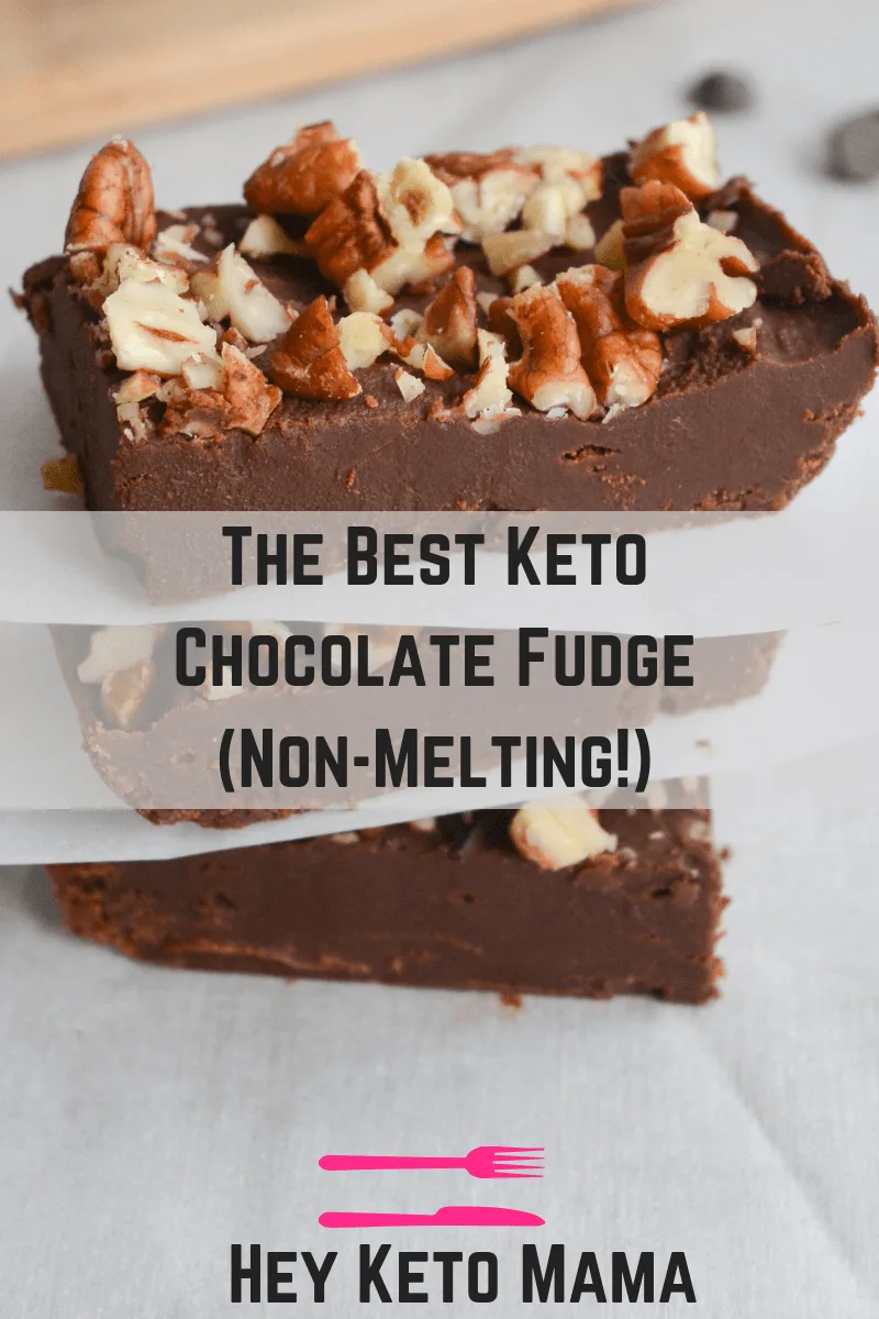 This is the BEST keto chocolate fudge. I say that because not only is it delicious and made of simple ingredients, it also doesn't melt in your hands! It's perfect for bringing to any Holiday Party. | heyketomama.com
