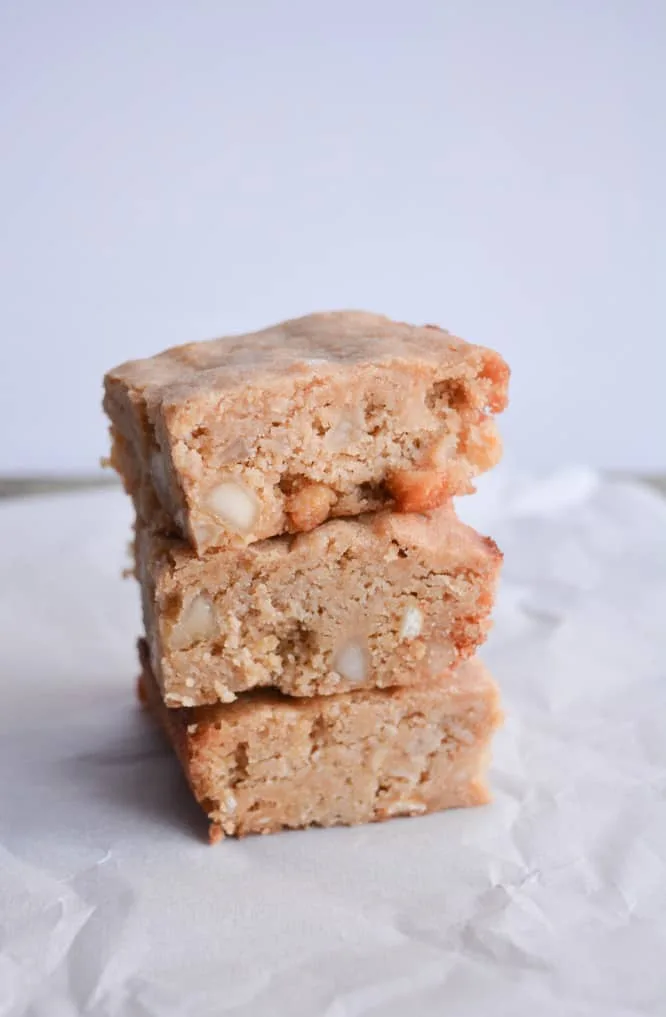 Keto White Chocolate Macadamia Nut Blondies