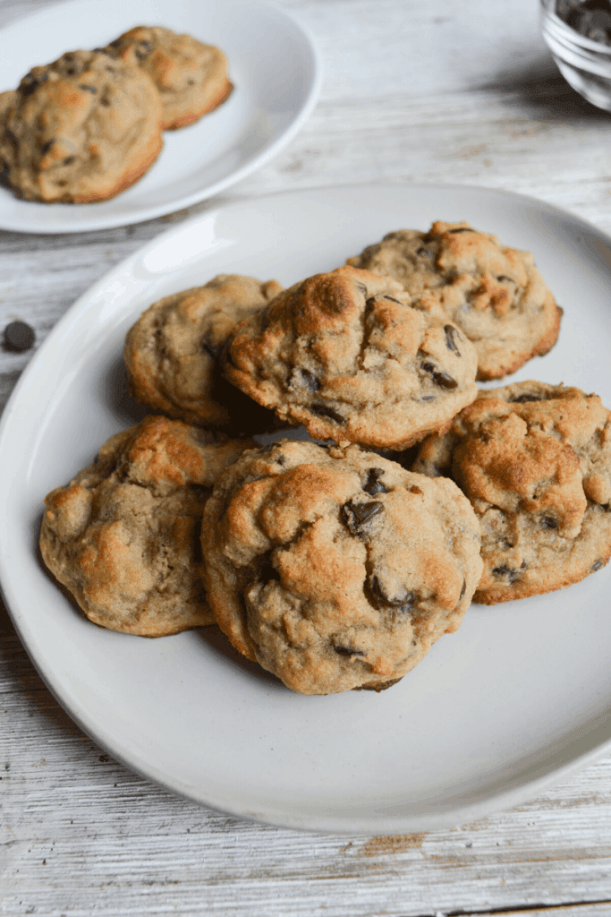 plate of keto chocolate chip cookies