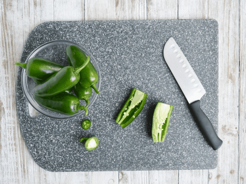 1. half and seed jalapeño poppers