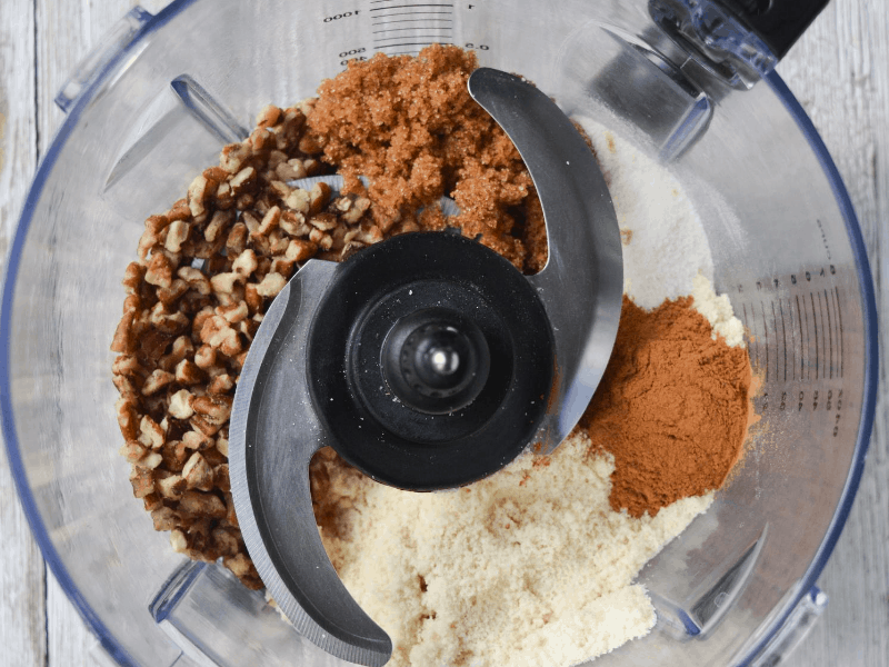 crumble ingredients in a food processor