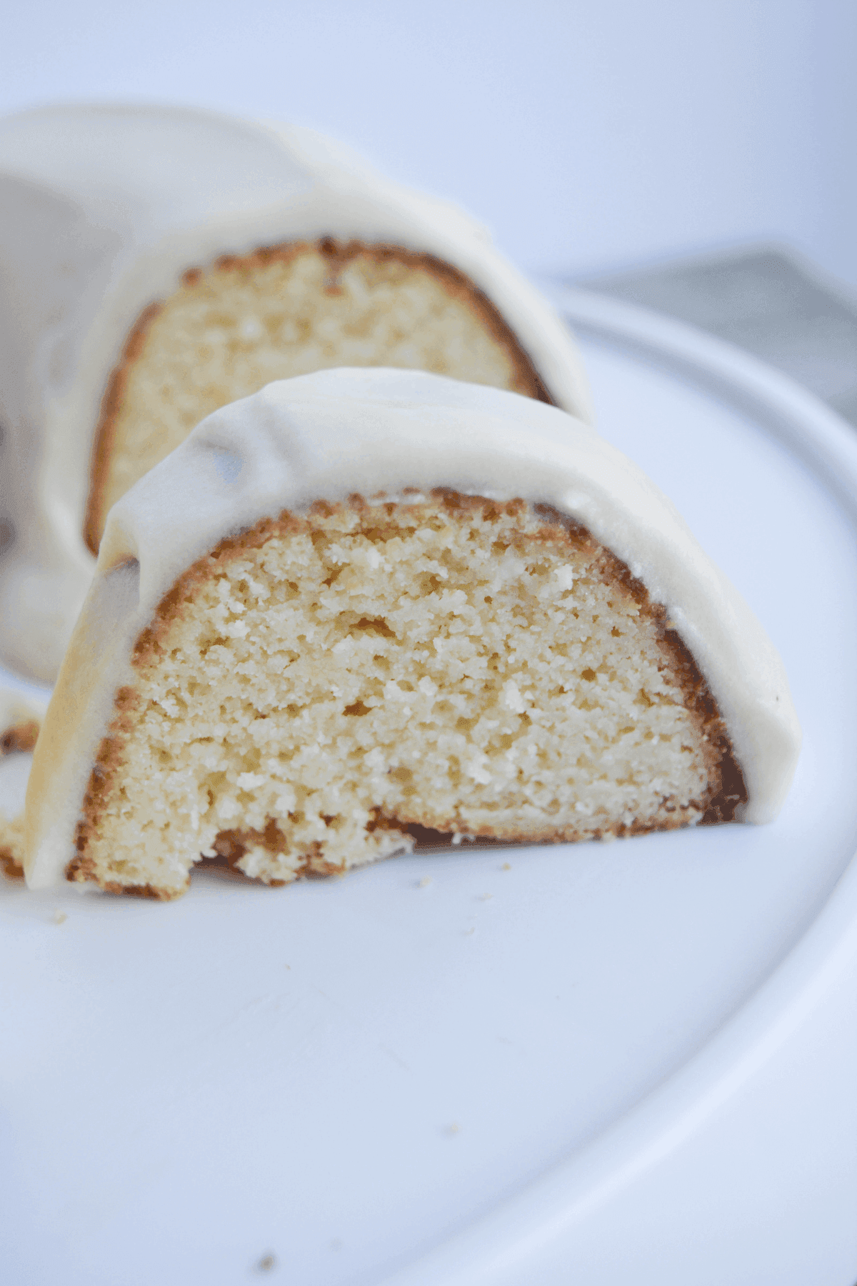 slice of glazed keto lemon pound cake