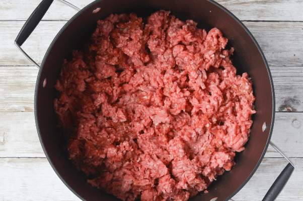 step one for cooking low carb chili: browning the meats and draining the excess fat