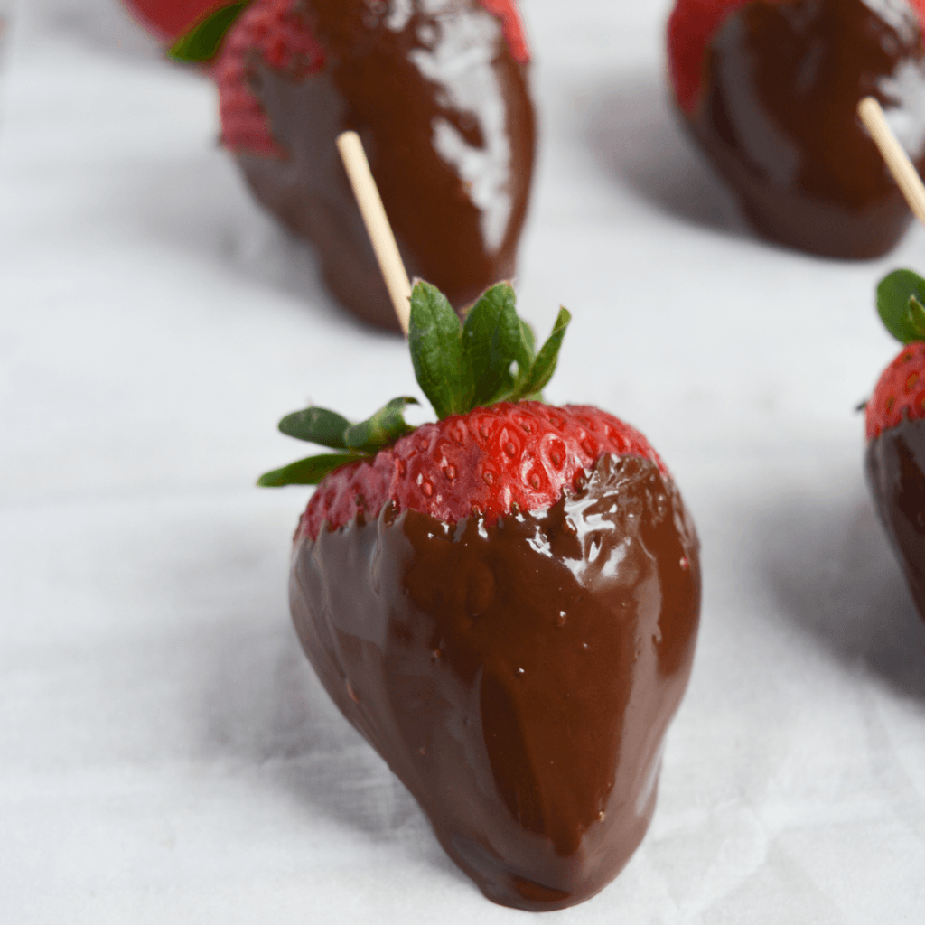 keto chocolate covered strawberries step four: set the strawberries aside to allow them to set