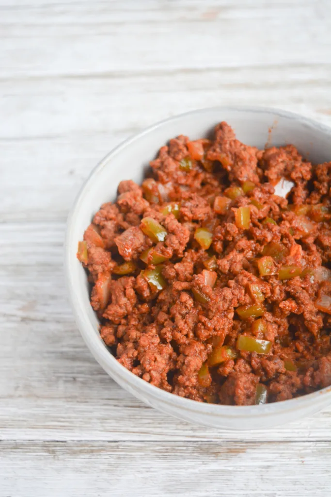 bowl of keto sloppy joes with no bun