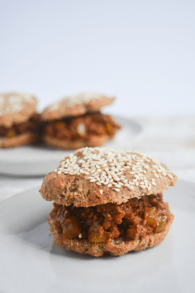 keto sloppy joe sandwich on a low carb bun