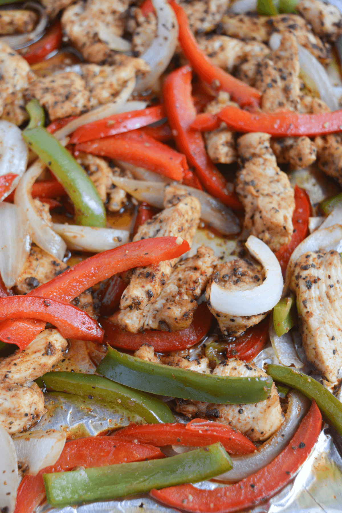 cooked sheet pan fajitas.